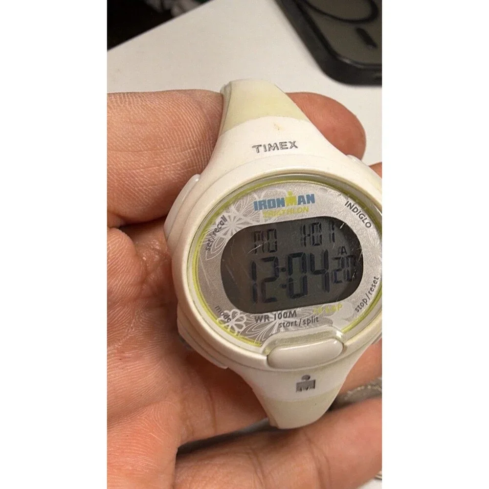 Timex Ironman Triathlon Women’s Digital Watch 10 Lap Indiglo WR100M White Works